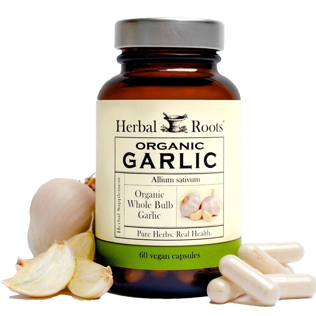 Herbal Roots Organik Whole Bulb Pil Pills - Potent Ekstra Güçlü | 600 mg - 60 Organik Vegan Capsules