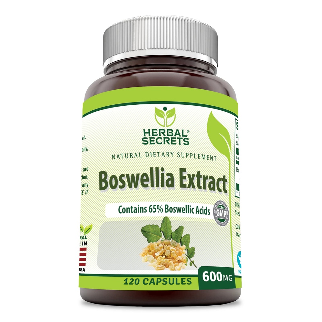 Herbal Sırları Boswellia Serrata Extract (65% Boswellic Acids) 600 mg 120 Capsules Supplement - Non-GMO - Gluten Free Free