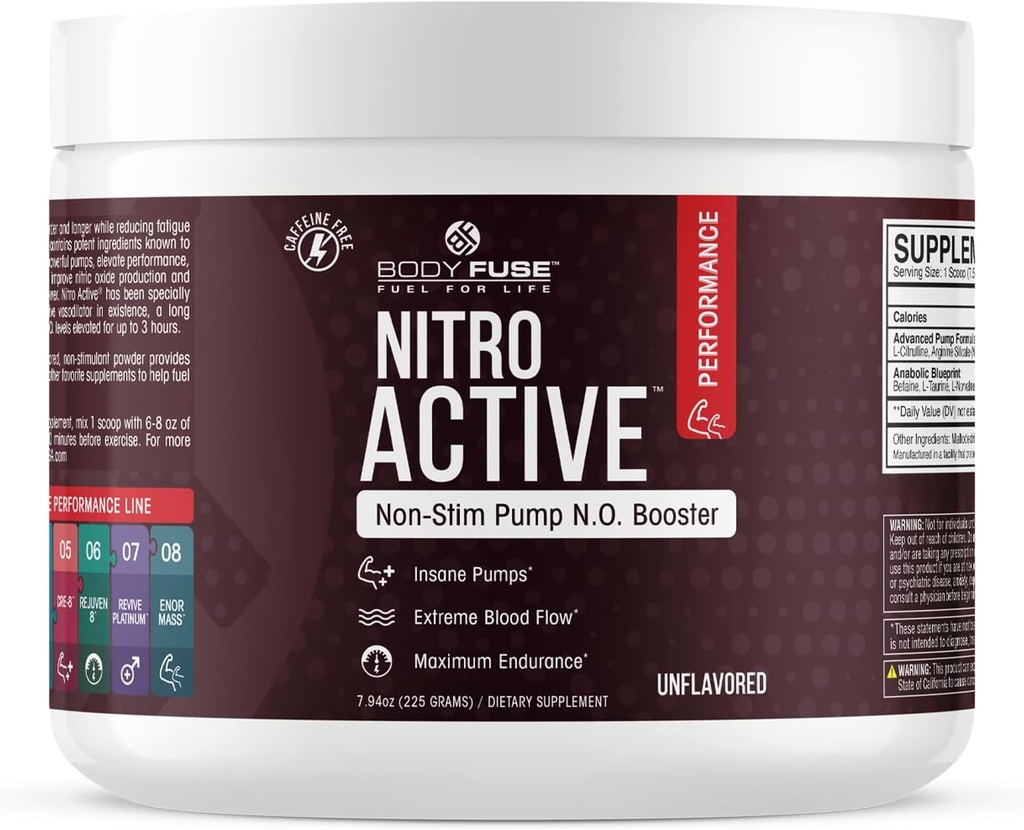 Nitro Active Pump V2 Unflavored Toz Vasodilator | 30 Hizmet
