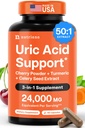 1 Uric Acid Flush Cleanse - Tart Cherry Türmeric & Celery Seed Purge - Ayaklar ve Ortak Destek - 60 Veggie Capsules