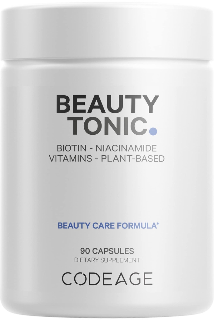 C vitamini, Vitamin E, Vitamin B6, Niacin, Folate, Organic Food Assembly, Phytoceramids, Astaxanthin, Selenium - Beauty Tonic - Saç, Skin ve Nail Desteği - Vegan, 90 Ct