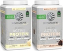 Sunwarrior Chocolate & Vanilla Active Organic protein Toz Set | Sche & Save | Vegan Protein Toz | Non-GMO Soy Süt & Gluten Ücretsiz (20 Hizmet Vanilla, 20 Hizmet Çikolata)