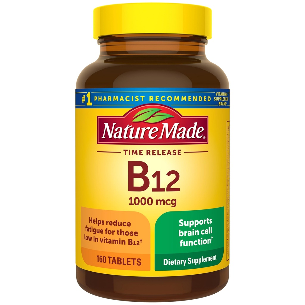 Doğa B12 1000 mcg, Diyetsel Supplement Enerji Metabolism Desteği için, 160 Zaman Yayın Tabletleri, 160 Gün Supply