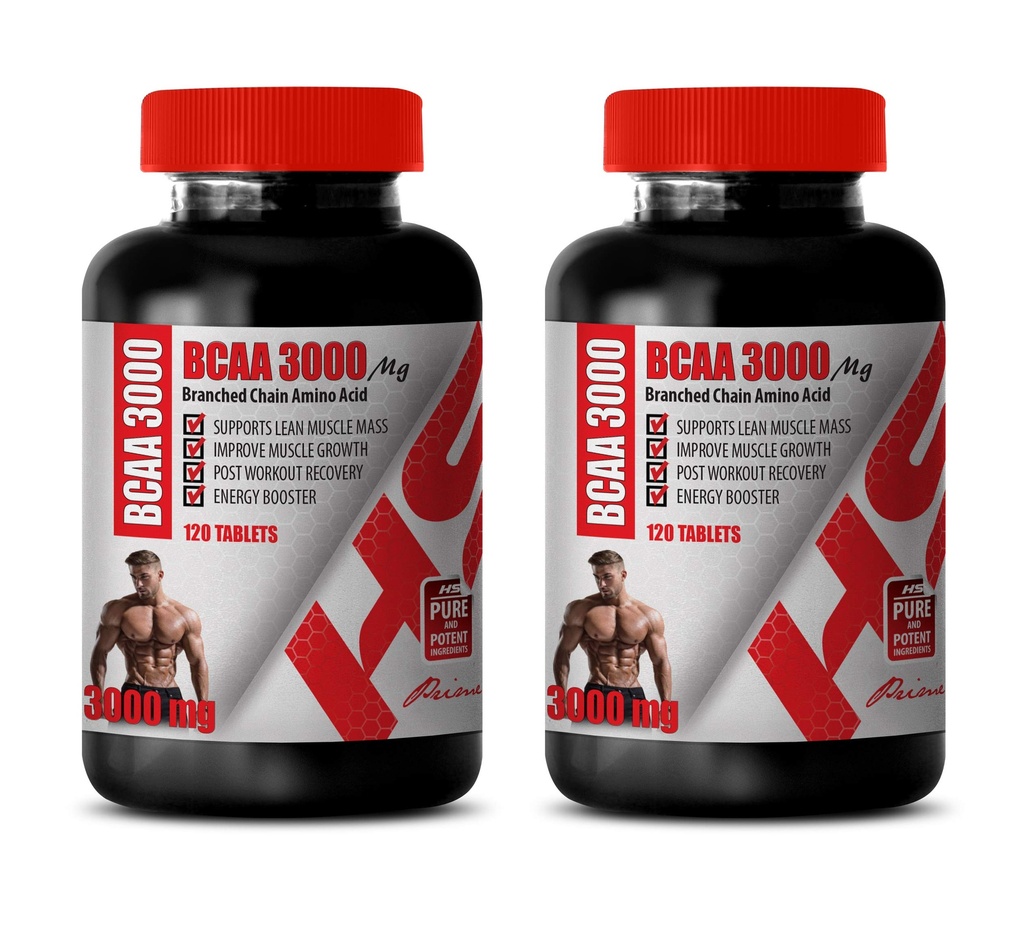 Erkekler için Muscle Builder Pills - BRANCHED Zinciri - BCAA 3000MG - bcaa Tren ve Recover - 2 Şişe 240 Tablet