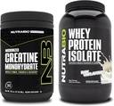 NutraBio Kretine Monohidrat, Unflavored, 300g ve Whey Protein Isolate, Unflavored, Supplement Sche - Muscle Energy, Lean Muscle growth, Recovery, and Strength