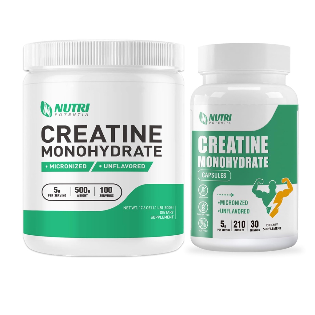 Kretine Monohidrat Toz 500 Grams Tina &tine Capsules, Pure Micronizedt Kre, Pre & Post Workout Kretine Toz, Non-GMO, Unflavoreded