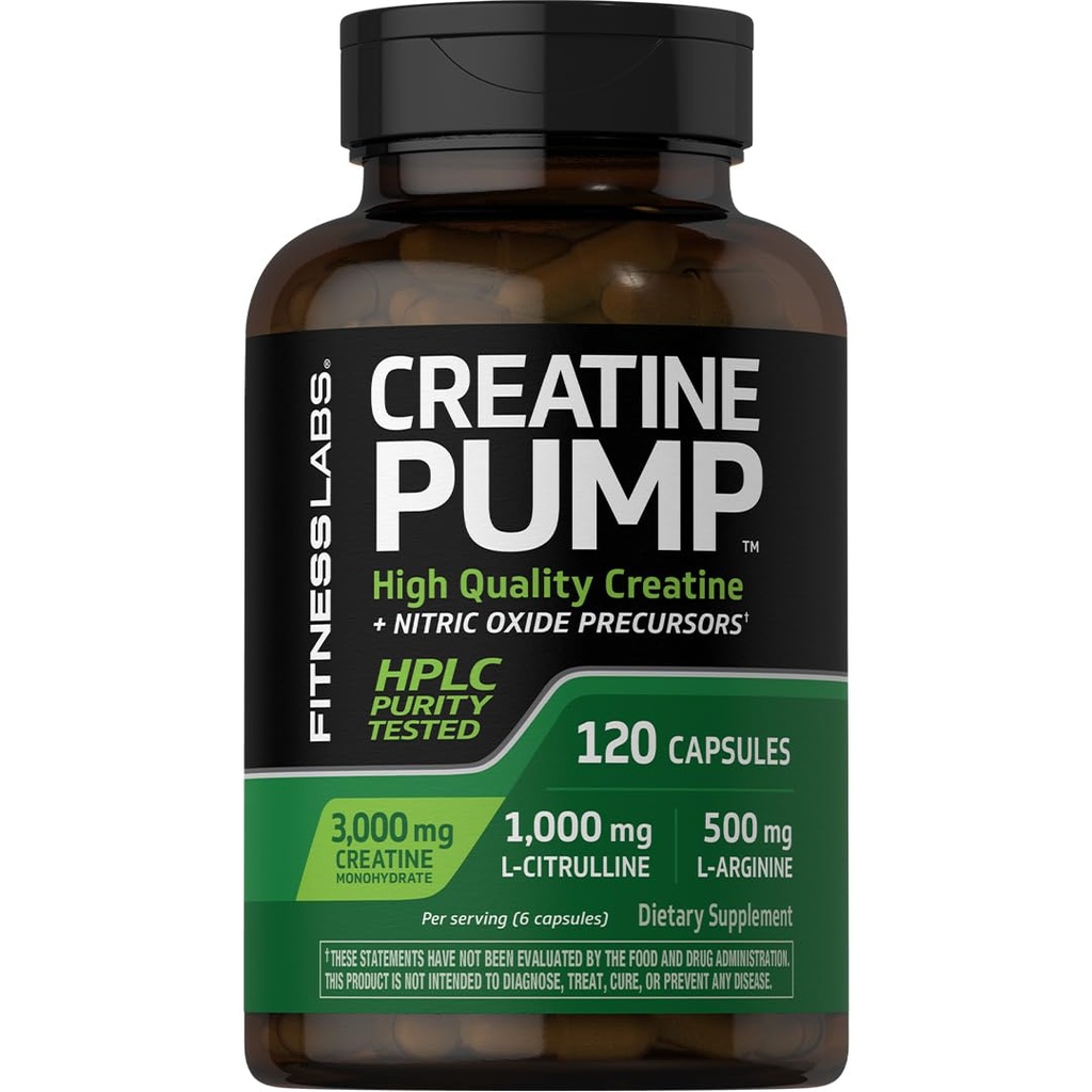 Fitness Laboratuvarları Kretine Capsules | 120 Kont | 3000 mg | Alman Kretine Monohidrat | Krevale | Pump Supplement | Plus Nitrik Oksit Precursor | HPLC Tested | Non-GMO