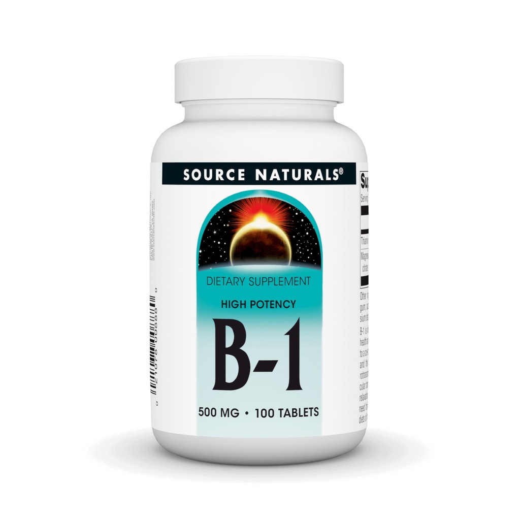 Source Naturals Vitamin B-1 Thiamin 500 mg Yüksek Potency, 100% Pure - 100 Tablet