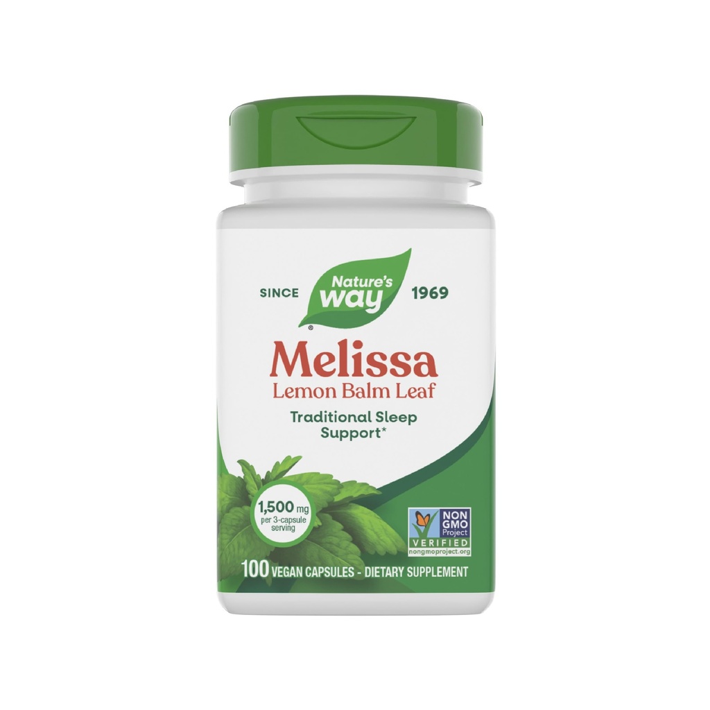 Nature's Way Melissa Lemon Balm Leaf, Traditional Sleep Support*, Melatonin Free, 1500 mg per 3Capsule Service, Non-GMO Project TY, 100 Vegan Capsules (Pazarlama Mayıs Vary)
