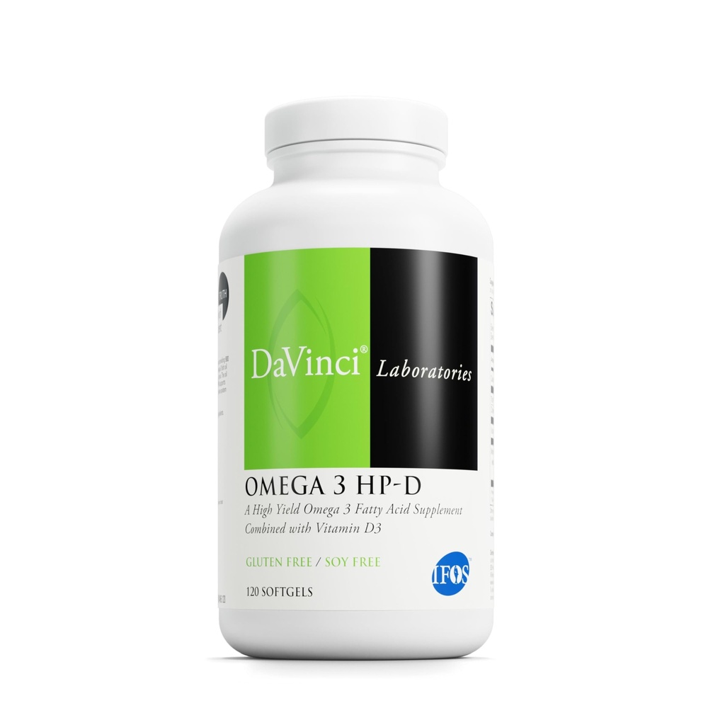 DAVINCI Laboratuvarları Omega 3 HP-D - Sağlıklı Ortaklar ve Immune, Cardiovascular ve Skin Health Support - D3 ve More- Gluten-Free - Lemon Flavor - 120 Softgels