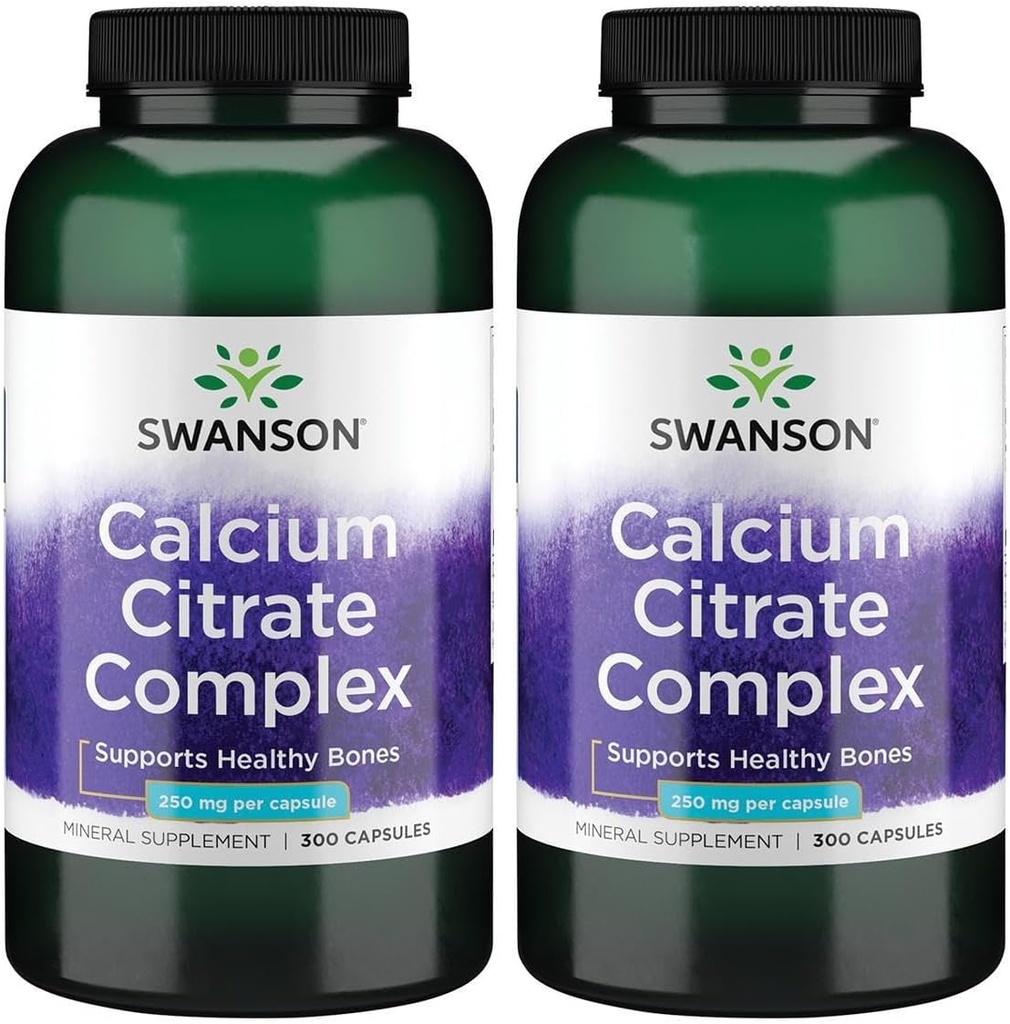 Swansonuba Citrate Kompleksi Kas Bone Health Support Mineral Supplement 300 Capsules (2 Pack)