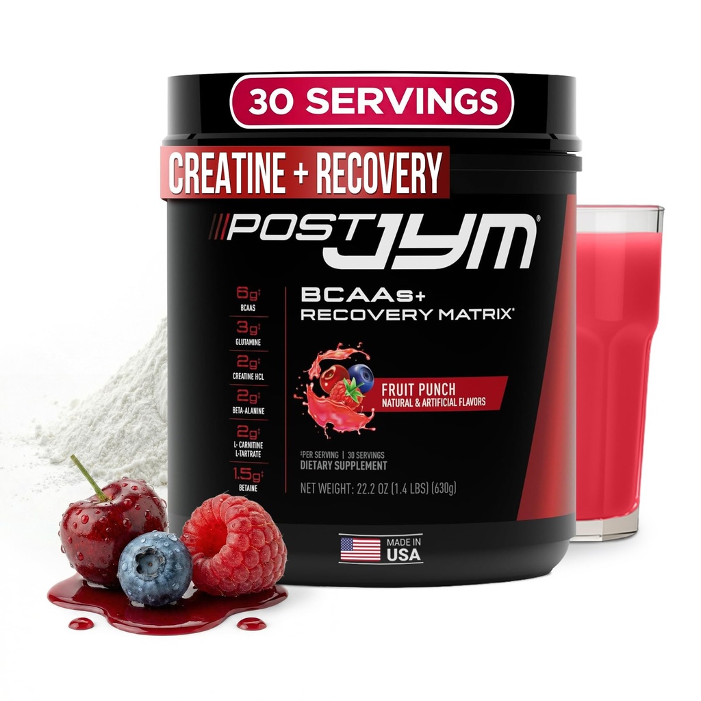 Post JYM Active Matrix - Post-Workout with BCAA's, Glutamine, Kretine HCL, Beta-Alanine, and More JYM Supplement Science Punch Fruit, 30 Hizmet