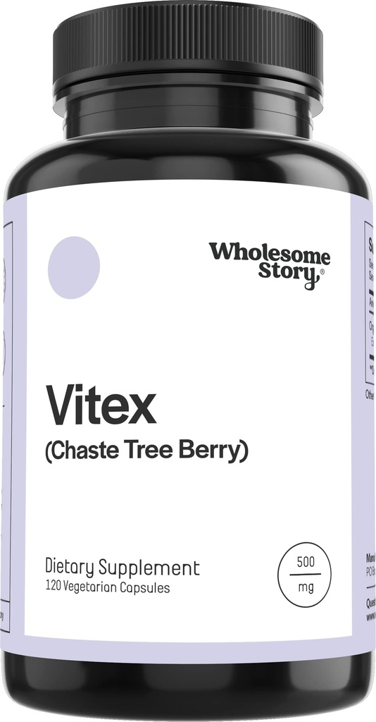 Wholesome Story Organic Vitex Chasteberry Supplement for Women | Hormone Balance, Fertility Support & Period Regulation | Vitex Berry Agnus Castus Extract | 120 Capsules | Chaste Tree Berry
