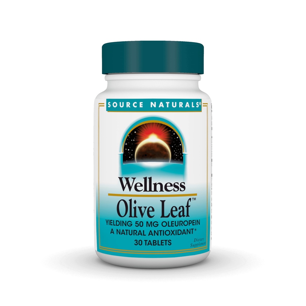 Source Naturals Wellness Olive Leaf - 100 mg Ol Europein Doğal Bir Antioksi * - 30 Tablet