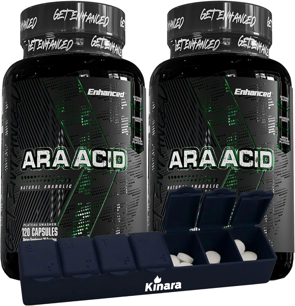 Gelişen sporcular - Arachidonik Asit Supplement - Kas ve Kuvvetli Kas Mass & Improv Recovery for Men & Women (120 Capsules) - Kinara Pill Organizer