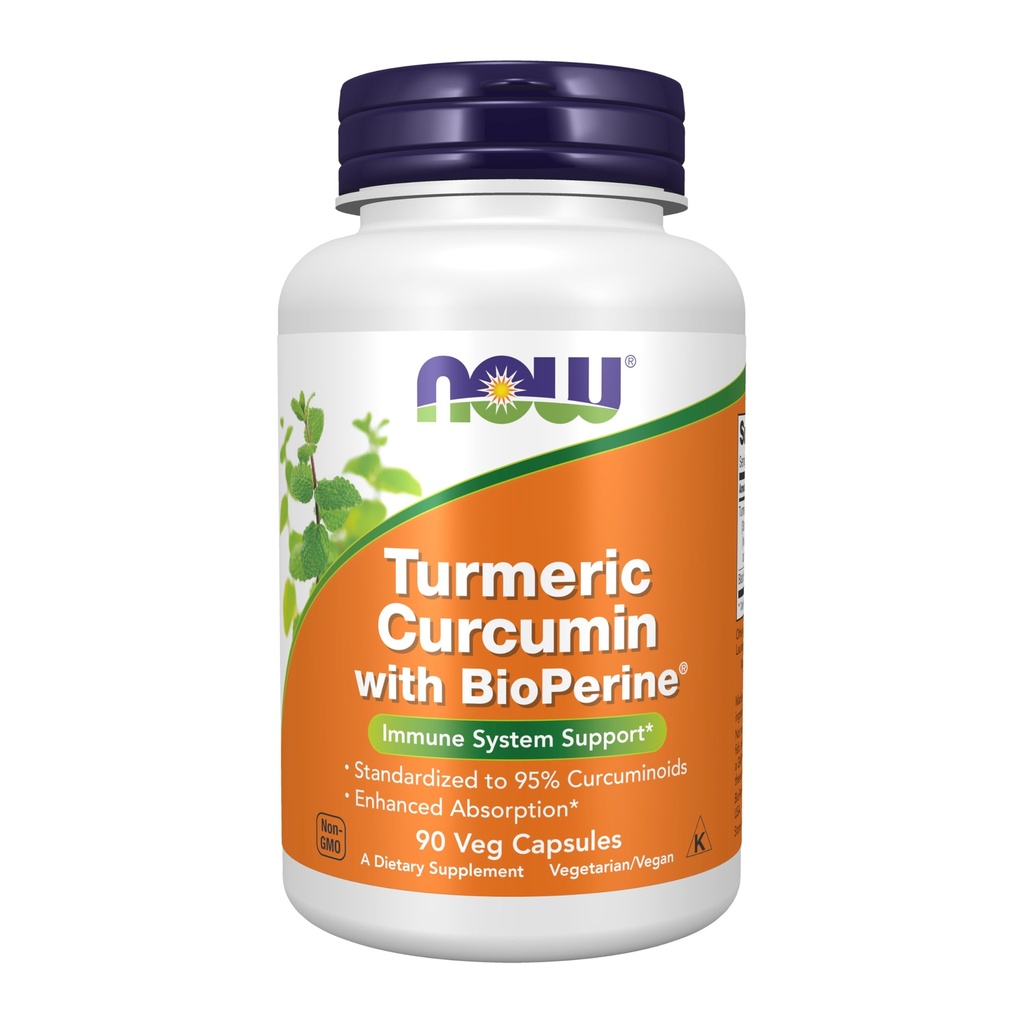 Şimdi Supplements, Turmeric Curcumin with BioPerine, Immune System Support, Standardized to% 95 Curcuminoids, Geliştirilmiş Aborpsiyon*, 90 Veg Capsules