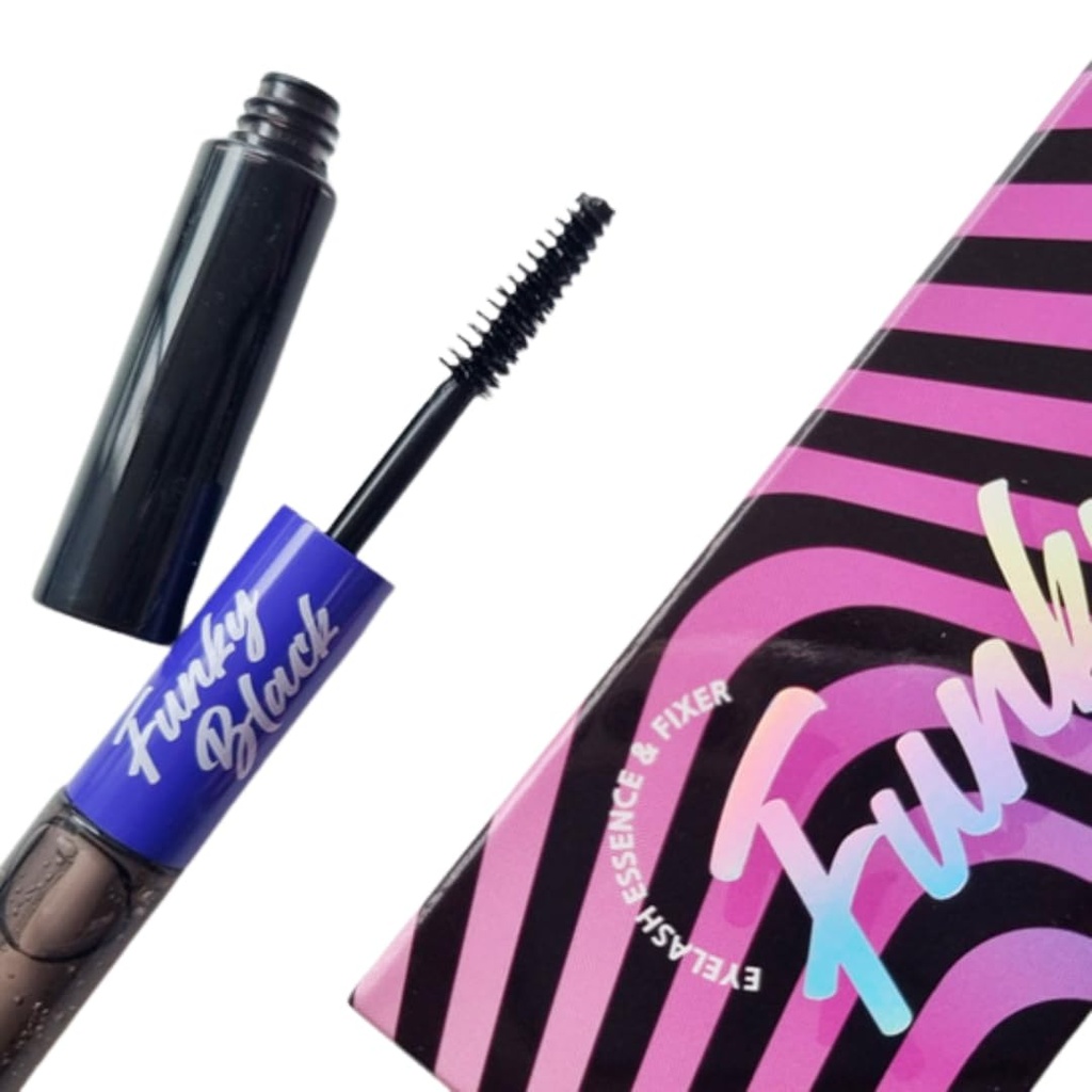 Funky Black Eyelash Büyüme Serum Büyüyor, Longer Lashes & Eyebrow 1.7fl oz + Eyelash Fixer 1.7 fl oz (Birinde Enhancer ve Fixer)