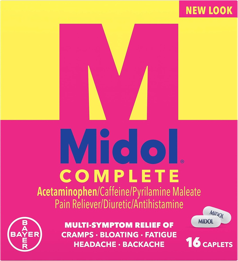 Midol Tamam, Menstrual period Belirtileri Relief, Caplets, 16 Kont 4-Pack