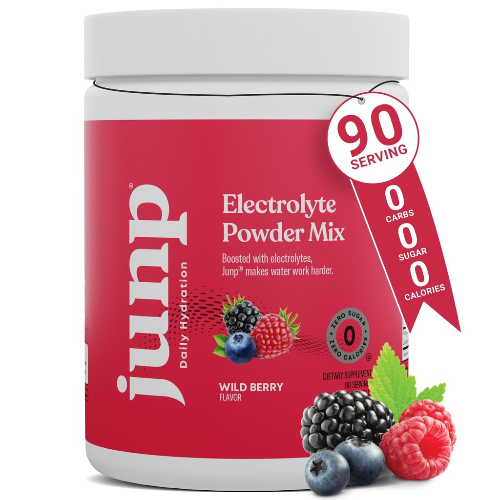 JUNP Electrolytes Toz No Sugar No Carbs, Wild Berry Meyve Flavor Keto Electrolyte Drink Mix - Pyum & Salt Hydration Toz Elektrolytes, Zero Calorie Sugar Free Electrolyte Toz, 90 Hizmetler