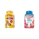 L'il Critters Fiber Daily Gummy Supplement for Kids, for Digestive Support & Vitafüzyon Fiber Well Sugar Free Fiber Supplement, Peach, Strawberry and BlackBerry Flavored Supplements, 90 Count