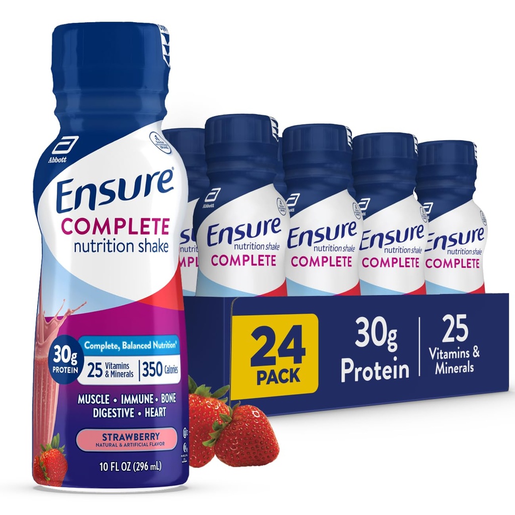 COMPLETE Strawberry Beslenme Shake, Tamam, Dengeli Meal Makyaj, İçmeye Hazır, 30g Protein, 25 Vitamin & Minerals, 10 fl oz -24 Pack