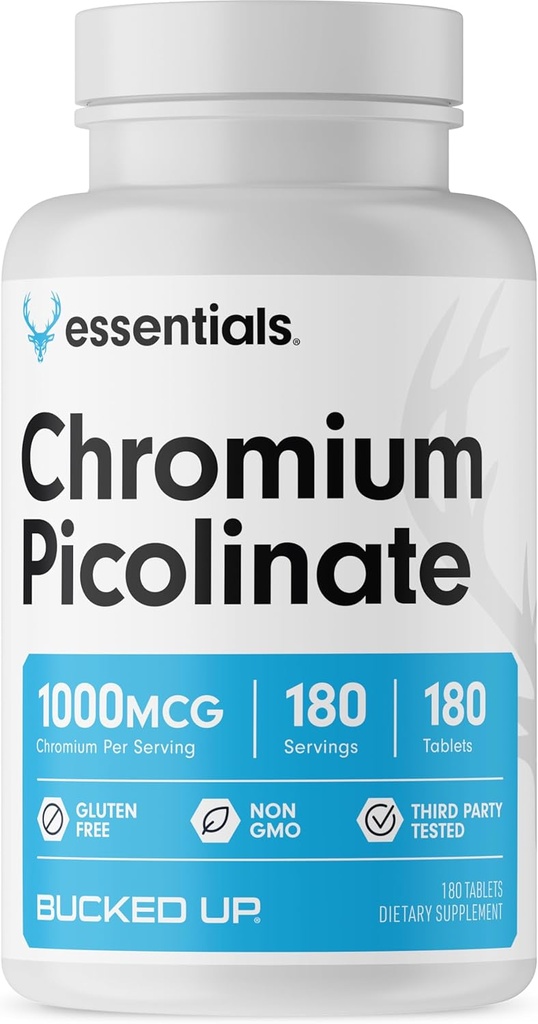 Bucked Up Chromium Picolinate 1000 Live Per Service, Bucked Up Essentials (180 Hizmet, 180 Tablet)