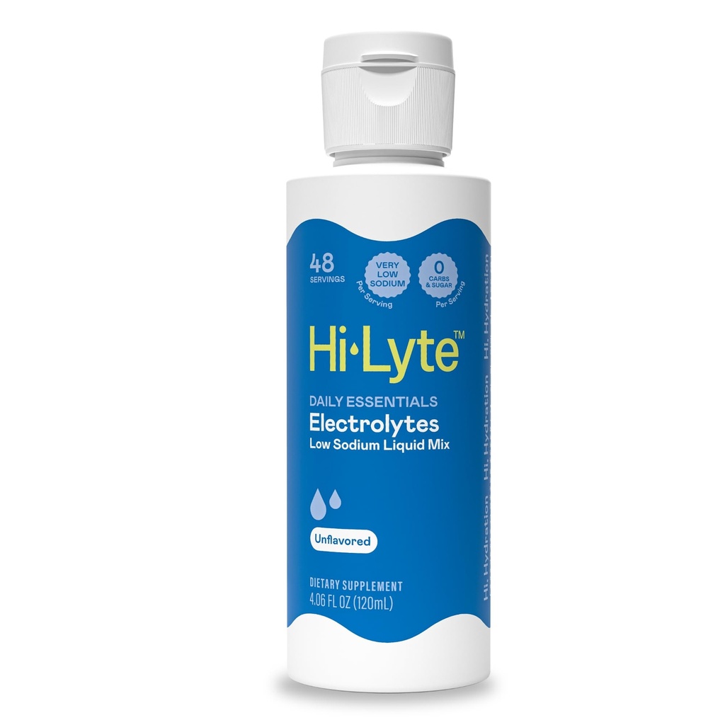 Hi-Lyte Daily Essentials Low sodyum Elektrolytes Sıvı Mix Unflavored, 48 Hizmet