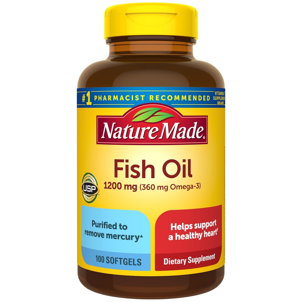 Fish Oil 1200 mg, 100 Softgels, Fish Oil Omega 3 Supplement For Heart Health