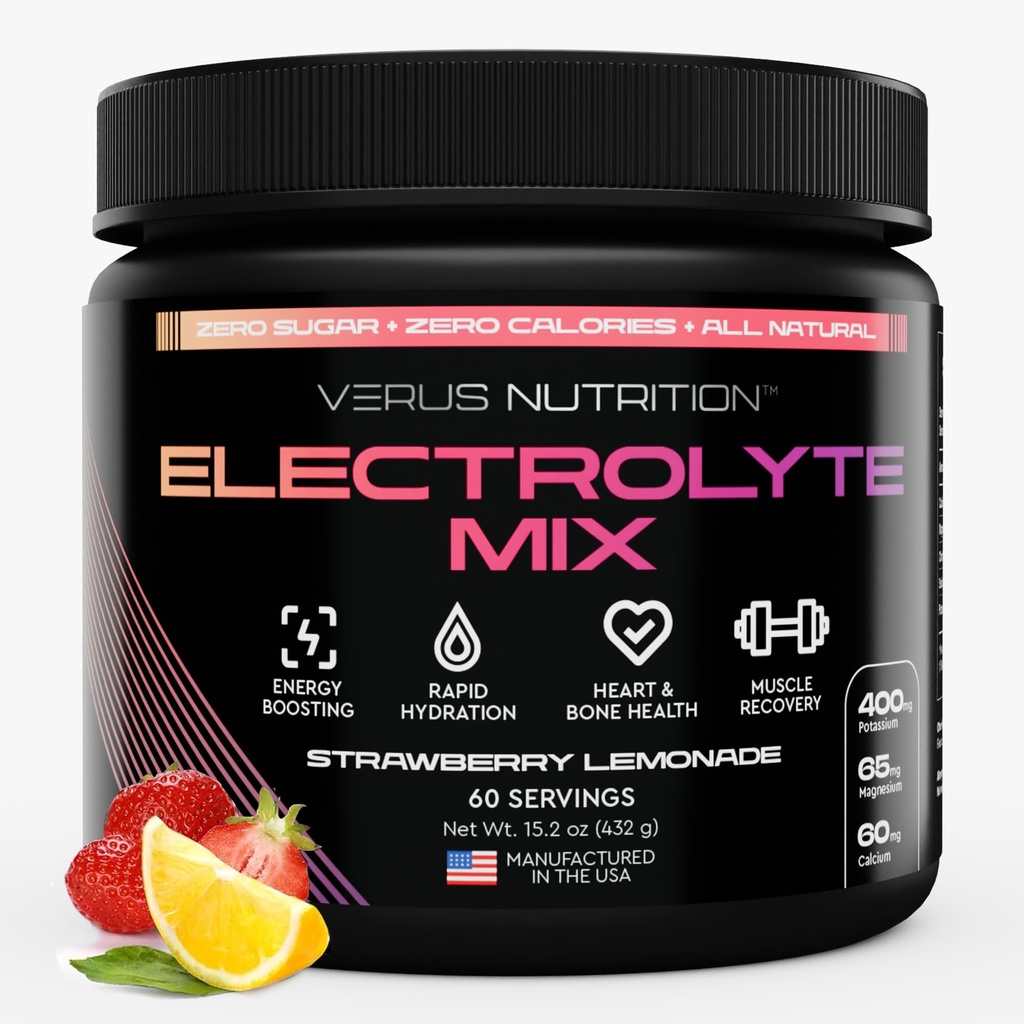 Elektrolytes Toz No Sugar- Zero Calorie Hydration Toz | Sugar Free Electrolytes for Fasting, Keto & Vegan | Doğal Malzemeler Elektrolyte Mix, 60 Hizmetler