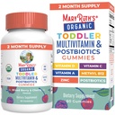 MaryRuth Organics Toddler Multivitamin Gummies + Postbiyotikler | USDA Organik | Çocuklar için Vitaminler 2+ | Immune Desteği | Vitamin C | Vitamin D3 | A | çinko | Vegan | Non-GMO | 60 Hizmetler