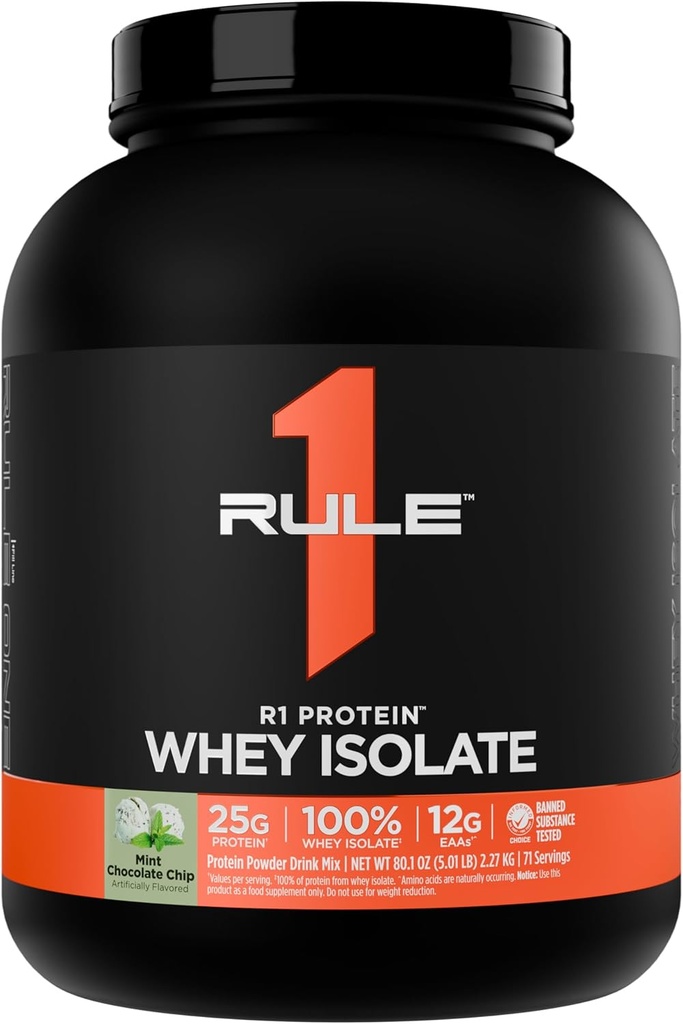 Kural 1 R1 Protein Whey Isolate - 25g protein & 6g BCAA, Workout Recovery (5 Pounds*, Mint Chocolate Chip) için izolasyonlu ve Hydrolyzed Kaynaklardan Özel olarak