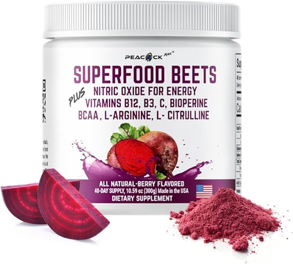 Superfood Beets Toz, 10.59oz 40 Hizmetler - Yeşil Çay & Berry Flavor, Non-GMO, Plant-Based Drink Mix