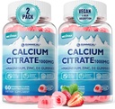 Kalsiyum Citrate 1000 mg, Steel & Magnezyum 2:1 Oran, Plus Vitamin D3, çinko, B6 & P Properties - Yüksek Absorbablebaç, Bone & Muscle Support, Vegan, Sugar-Free, 120Cts