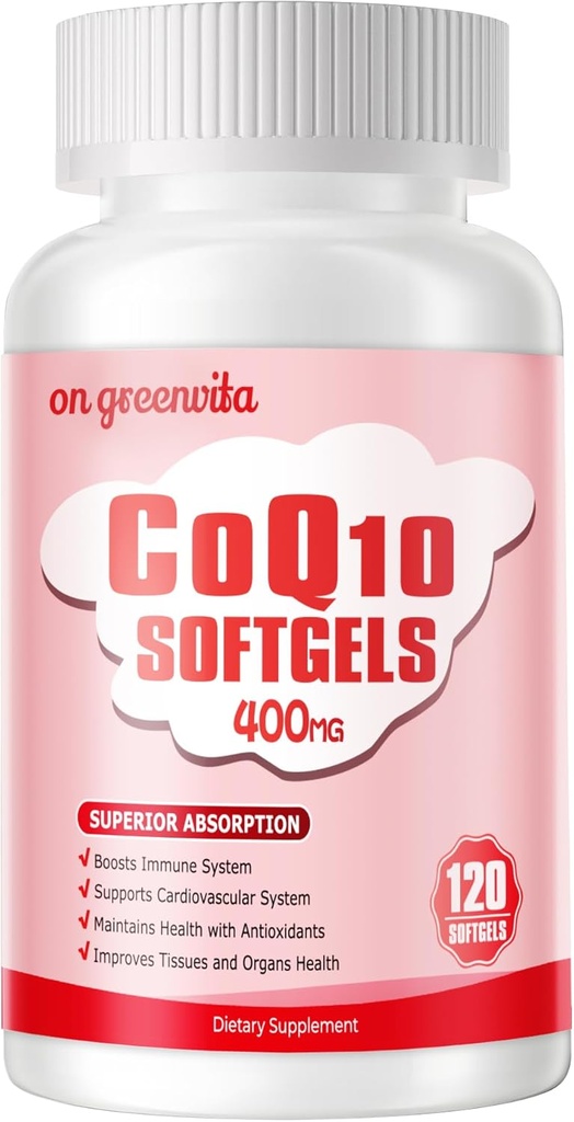 CoQ10-400 mg-Softgels with PQQ, BioPerine & Omega-3, Coenzyme Q10 (Ubiquinone) Supplement for High-Abxia, Güçlü Antioksi, Support Heart & Energy-Production, 120 Servisler