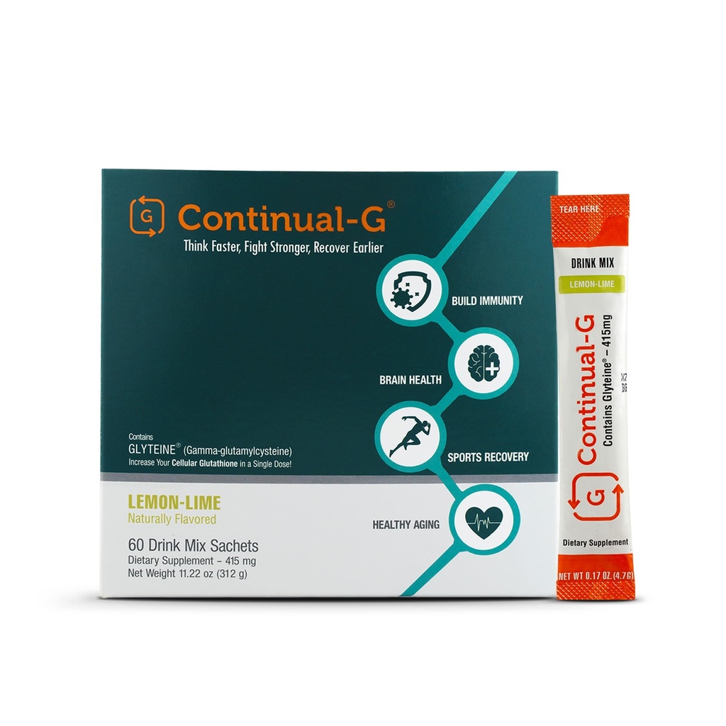 CONTINUAL - G Toz - Klinik olarak Proven Hücreler Glutathione Precursor | Glyteine & Sunfiber | Immune Support, Master Antioksi, Detox, Brain Health & Skin Care | 60 Sachets