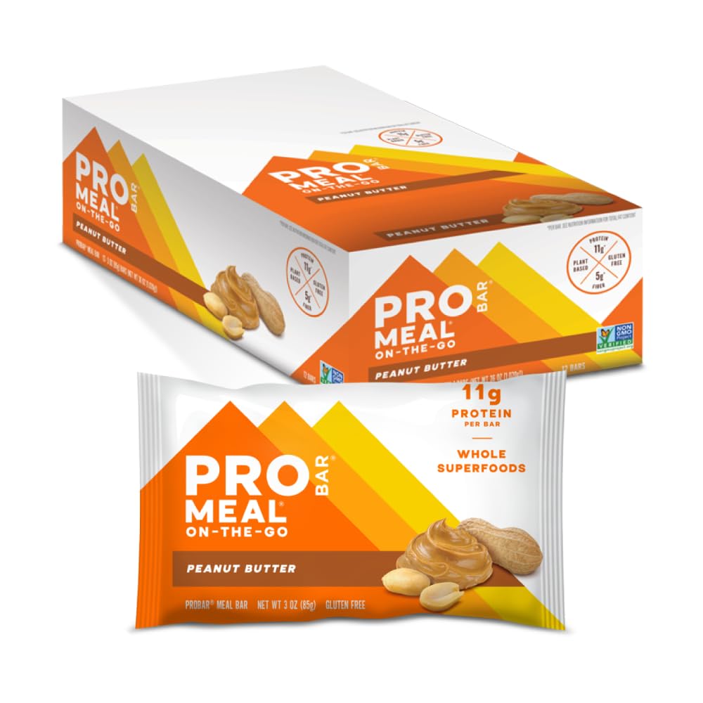 PROBAR - MEAL Bar, Peanut Butter, Non-GMO, Gluten-Free,health, Plant-Based, Whole-Food Materialss, Natural Energy (12 Count)