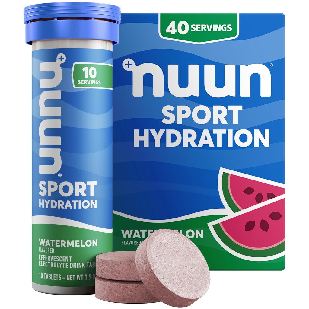 Nuun Sport Electrolyte Tabletleri, Magnezyum, Pyum, Chloride & sodyum, Gluten Free & Vegan, Watermelon, 4 Pack (40 Hizmet Toplamı)