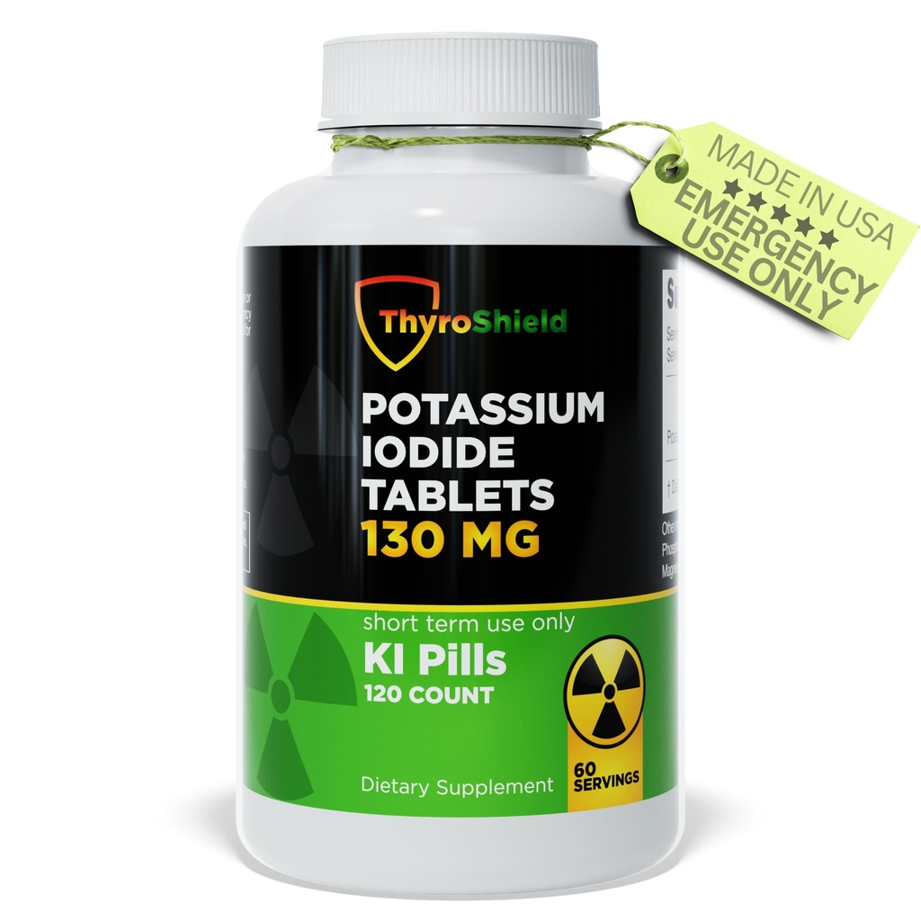 Potasyum Iodide Tabletleri 130 mg | 120ct Iodine Tabletleri Radyasyon Exposure için - Potasyum Iodine Pills - YODO Naciente - KI Pills - ABD'de Made in YourroShield