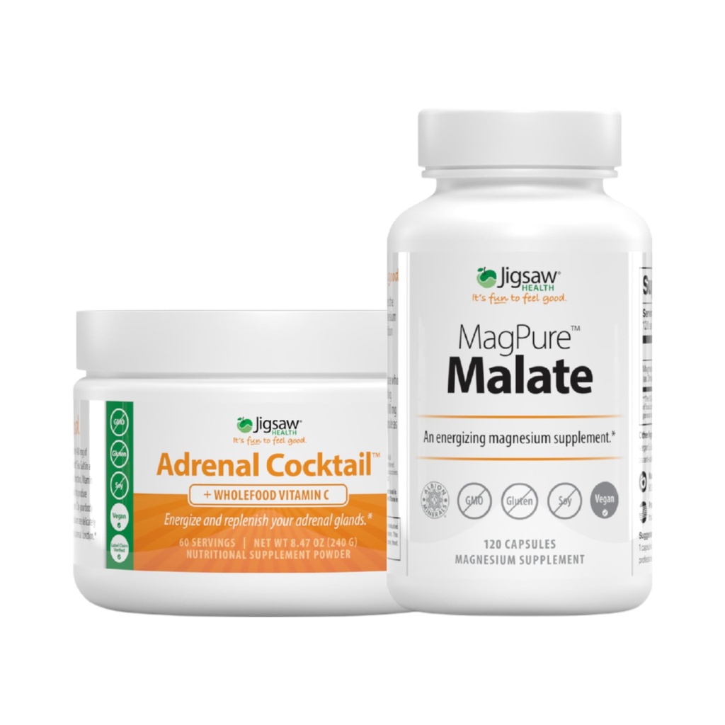 Jigsaw Health Sche | Adrenal Cocktail, 60 Hizmet (Jar), ve MagPure Malate, 120 Capsules