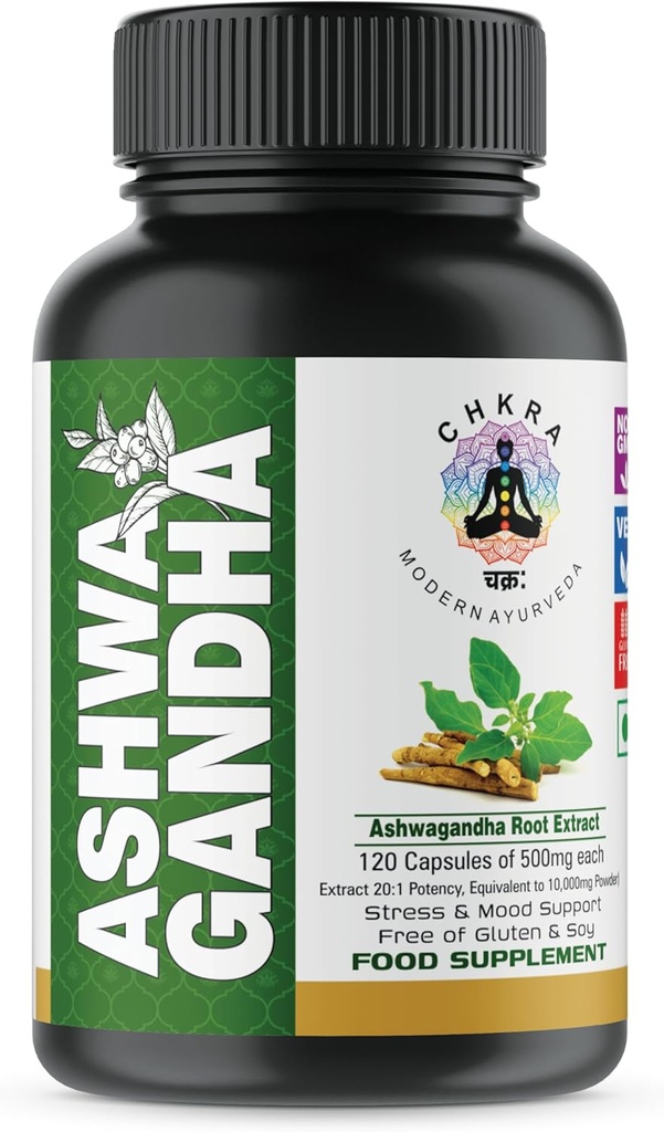MUFASA Organik Ashwagandha Equivalent 10.000 mg - 120 Vegan Capsules - Pure Organic Ashwagandha Toz ve Kök Ekstra Capsules - Stres Yardımı, Mood Advancedr - 4 Ay Supply