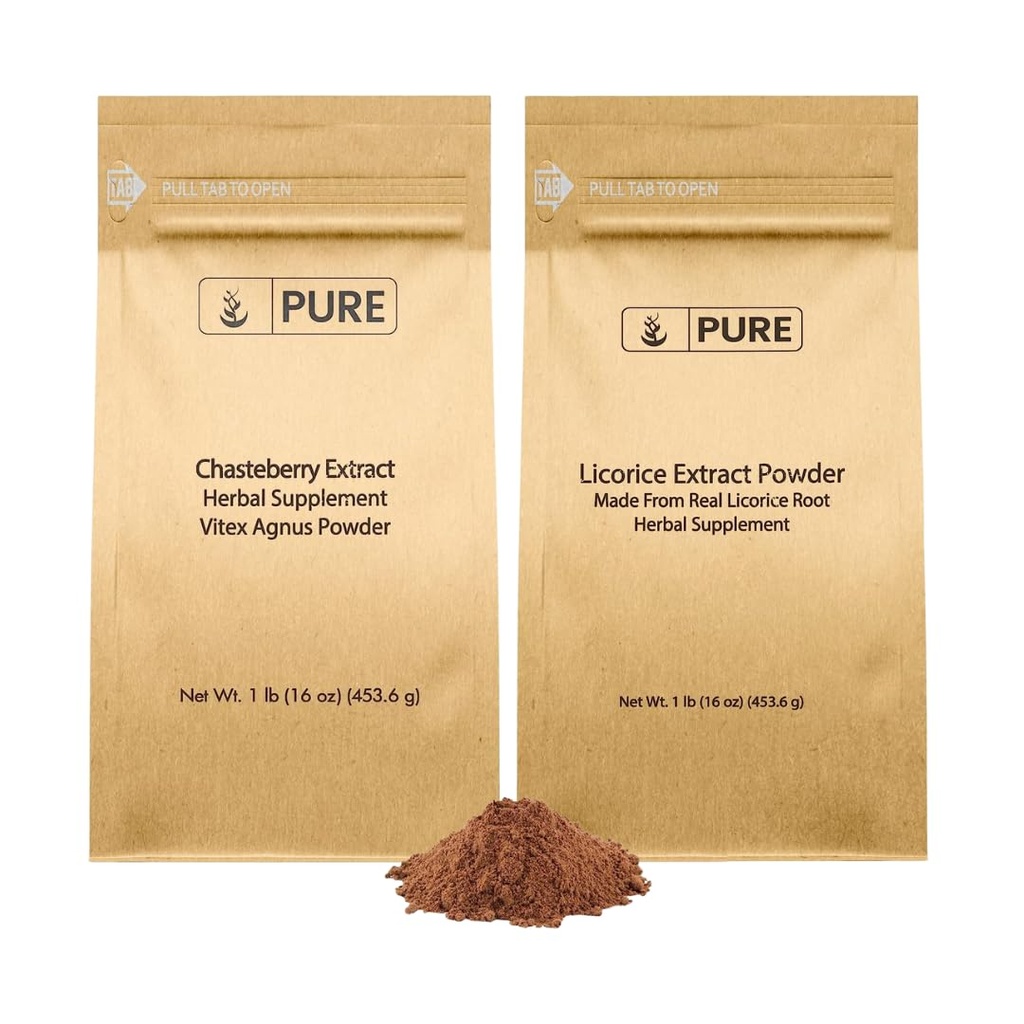 PURE ORIGINAL INGREDIENTS Chasteberry ekstraksiyon ve Licorice Extract, 1 lb Her, Non-GMO, Gluten Free Supplements