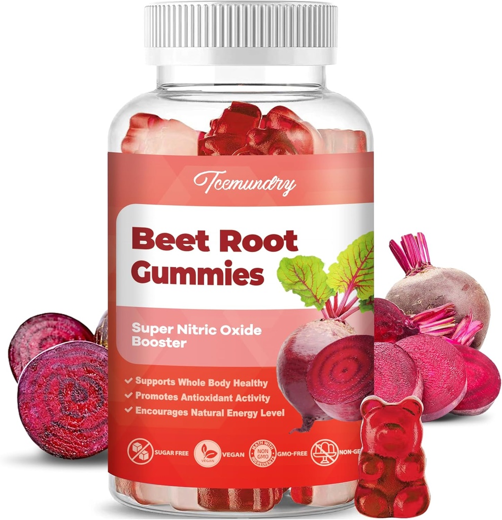 Sugar Free Beet Root Gummies - Supports Energy & Whole Body Health - 1500mg Beet Root Gummies for Women Men (60 Count)