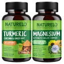 NATLO Tumeric Curcumin, Plant bazlı Ortak Destek, Magnezyum Glycinate, 200 mg Magnezyum - Gluten Free, Non GMO - 120 Capsules