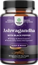Organic Ashwagandha Root Powder 60 Capsules - Ashwagandha with Black Pepper Extract Powder Supplements for Relax, Sleep & Immune Support for Women & Men - Organic Whitania Somnifera Root Supplements