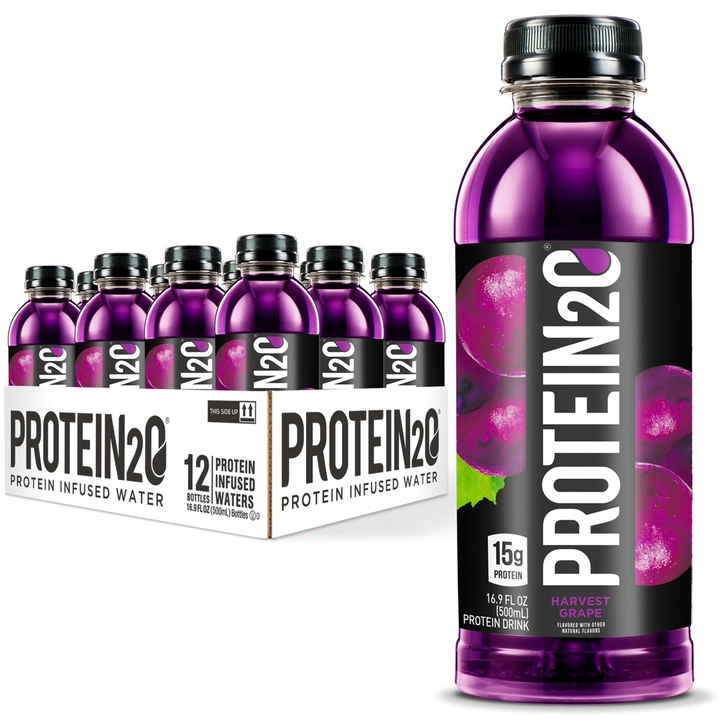 Protein2o 15g Whey Protein Isolate Infüzyon Su, İçmeye Hazır, Sugar Free, Gluten Free, Lactose Free, Harvest Grape, 16.9 oz Şişe (12'nin paketi)