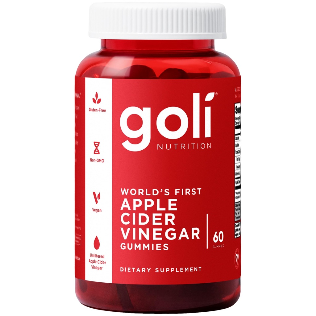 Goli Apple Cider Vinegar Gummy Vitamins - 60 Kont - B12, Gelatin-Free, Gluten-Free, Vegan & Non-GMOMO