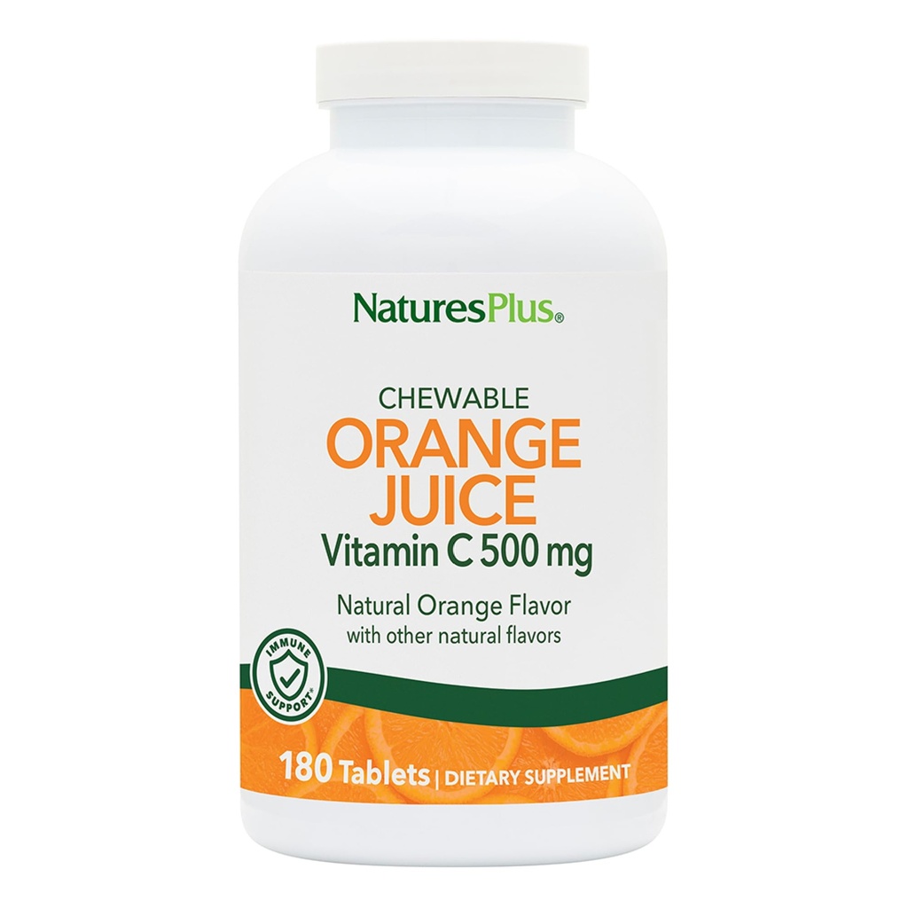 NaturesPlus Orange Juice C 500 mg - 180 Chewable Tabletler, 2 Paket - Optimal Immune Health - Stomach - Vegan, Gluten Free - 360 Toplam Hizmetler