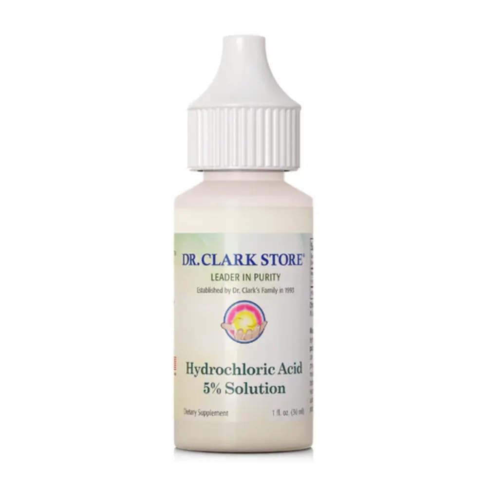 Dr. Clark Hydrochloric Acid Drops - Digestive Health, Hydrochloric Acid %5 Çözüm, Daha İyi Absiyon ve Assimilasyon için, 1 Fl. Oz (30 ml)