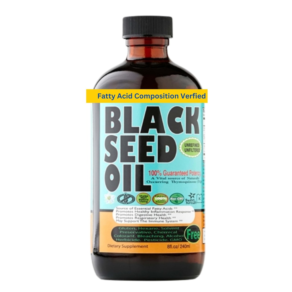 Black Seed Oil 8 Oz - Premium Nigella Sativa Cold-Pressed Turkish Black Cumin Oil - High Strength 3X Thymoquinone - Natural Support - Super Food Food