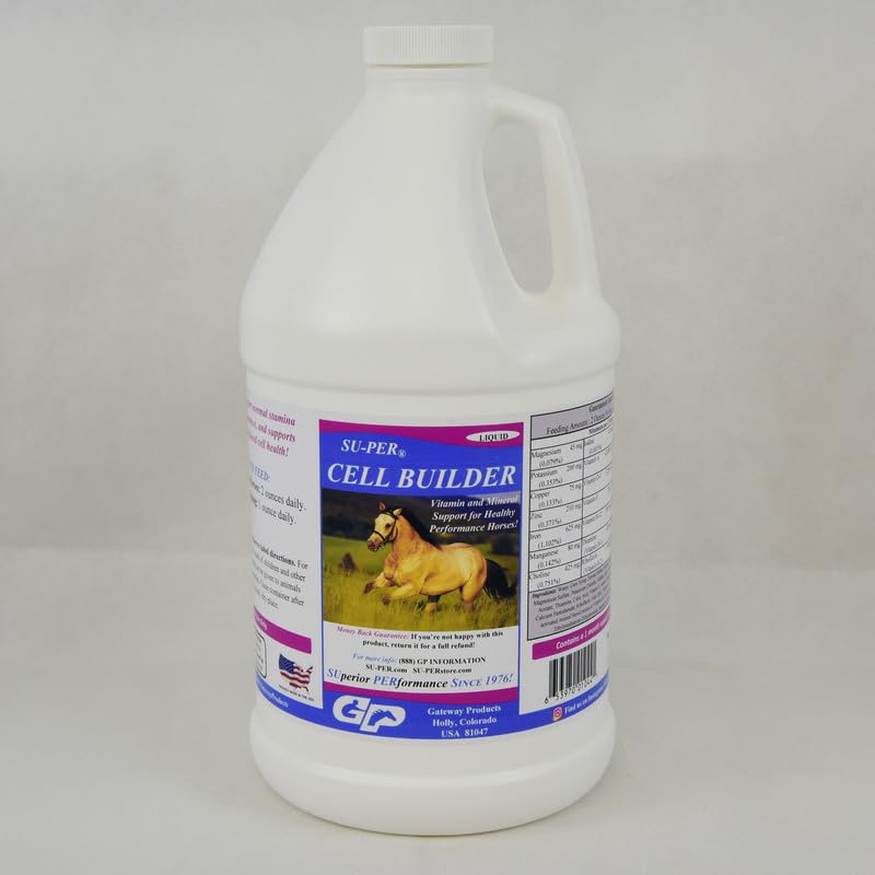 SU-PER Cell Builder Horse Supplement - Yüksek Demir Vitamin Mineral Performans Atları için Kan Builder Sıvı - 1/2 Gallon
